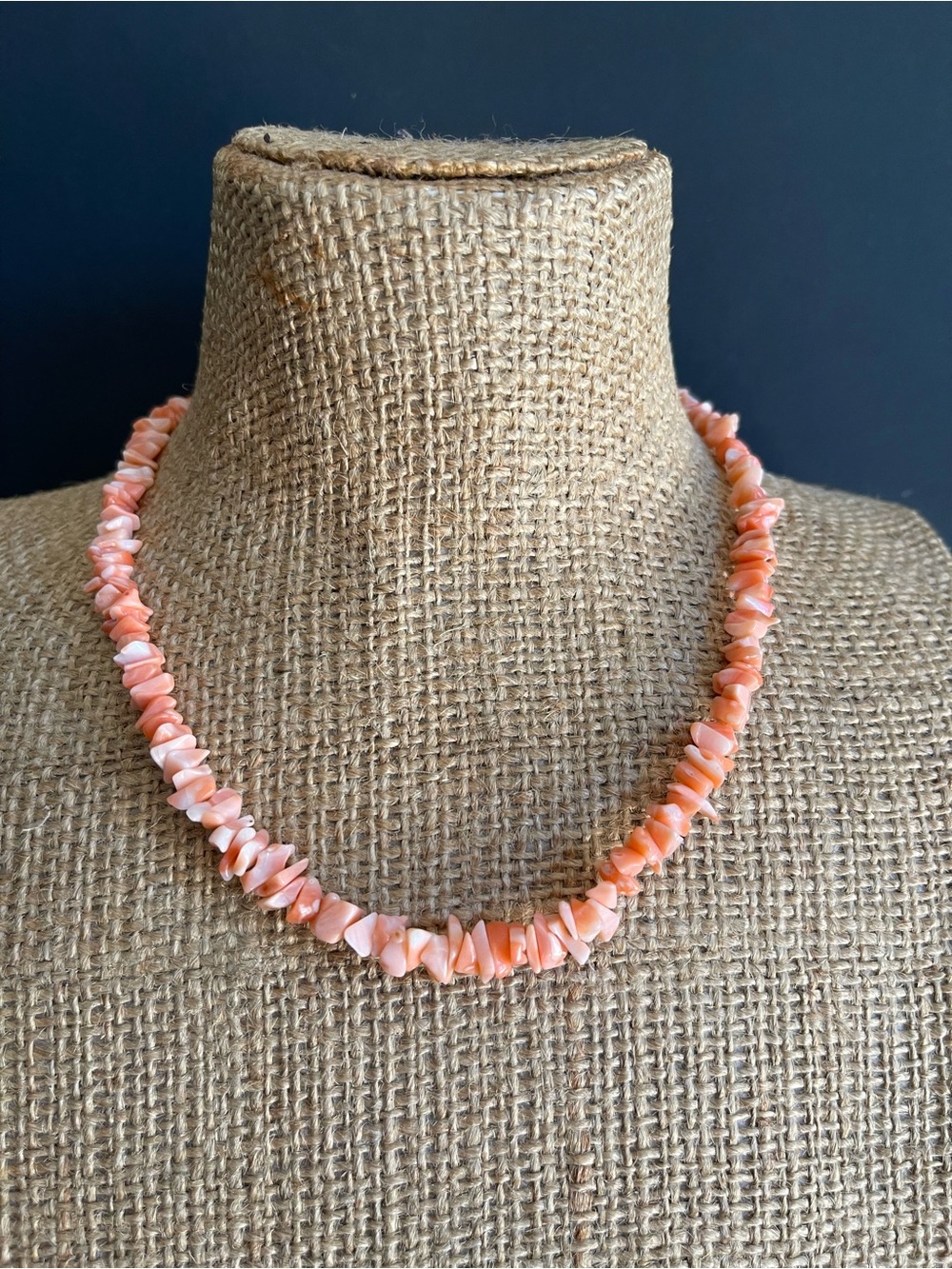 Vintage genuine angle skin Coral Chip Necklace .